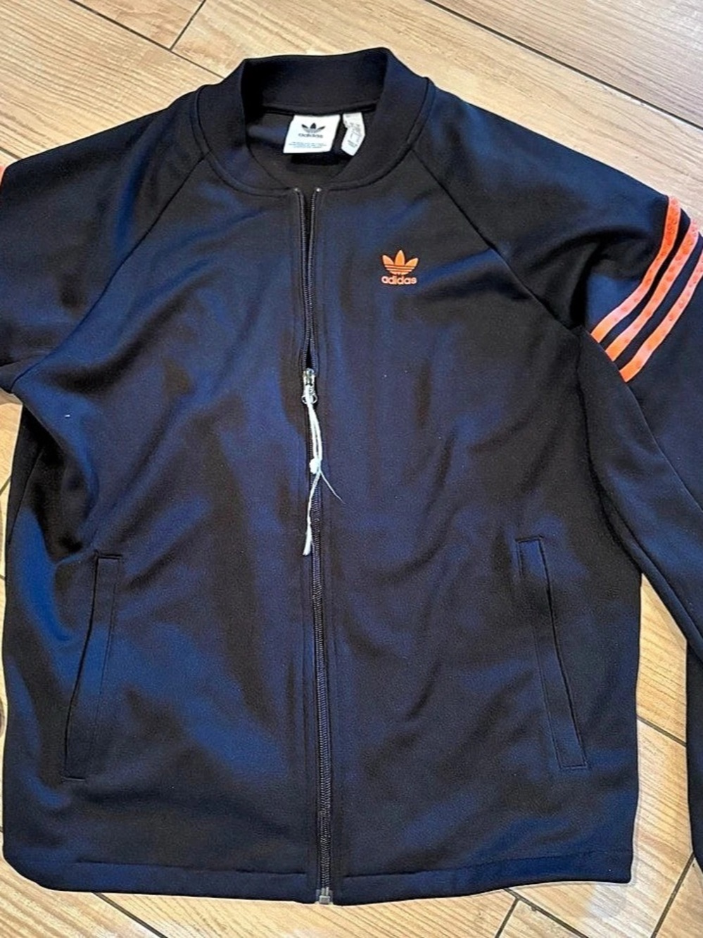 adidas Swarovski Trefoil Track Firebird Track Jacket Men's Black & Orange